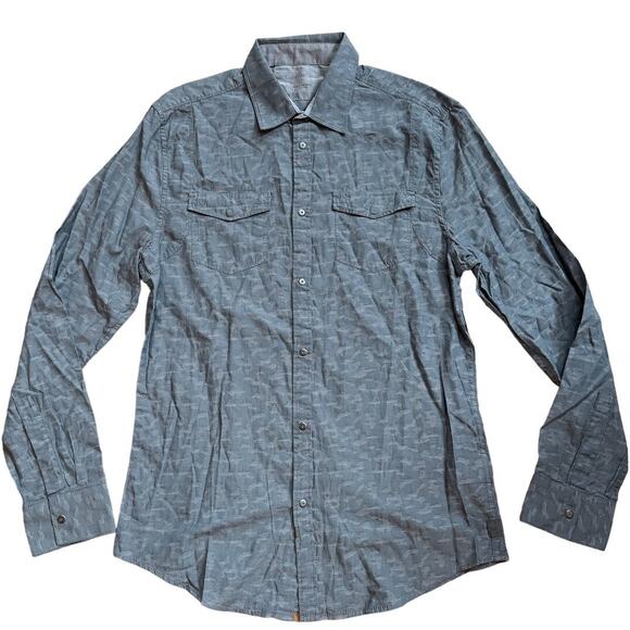 NWT Calvin Klein Jeans Gray Textured Pattered Button Down Shirt, Size SMALL - Picture 1 of 7
